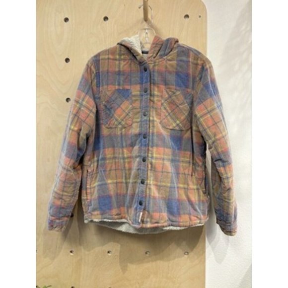Soho Jackets & Blazers - Soho Threads Multicolor Long Sleeve Hooded Button Up Plaid Shirt Jacket Size M